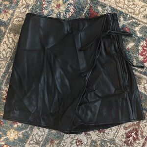 Abercrombie & Fitch Black Faux Leather Mini Skort